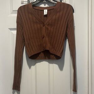 Abound Brown Ribbed Cardigan